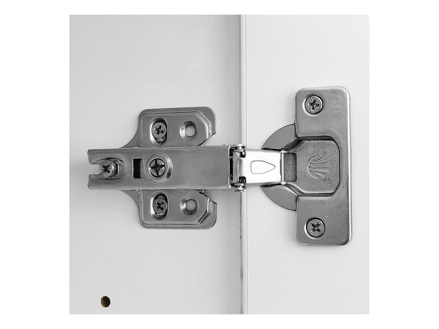 Meuble à chaussures blanc avec tiroirs, portes texturées, étagères réglables, poignées et pieds dorés - design élégant