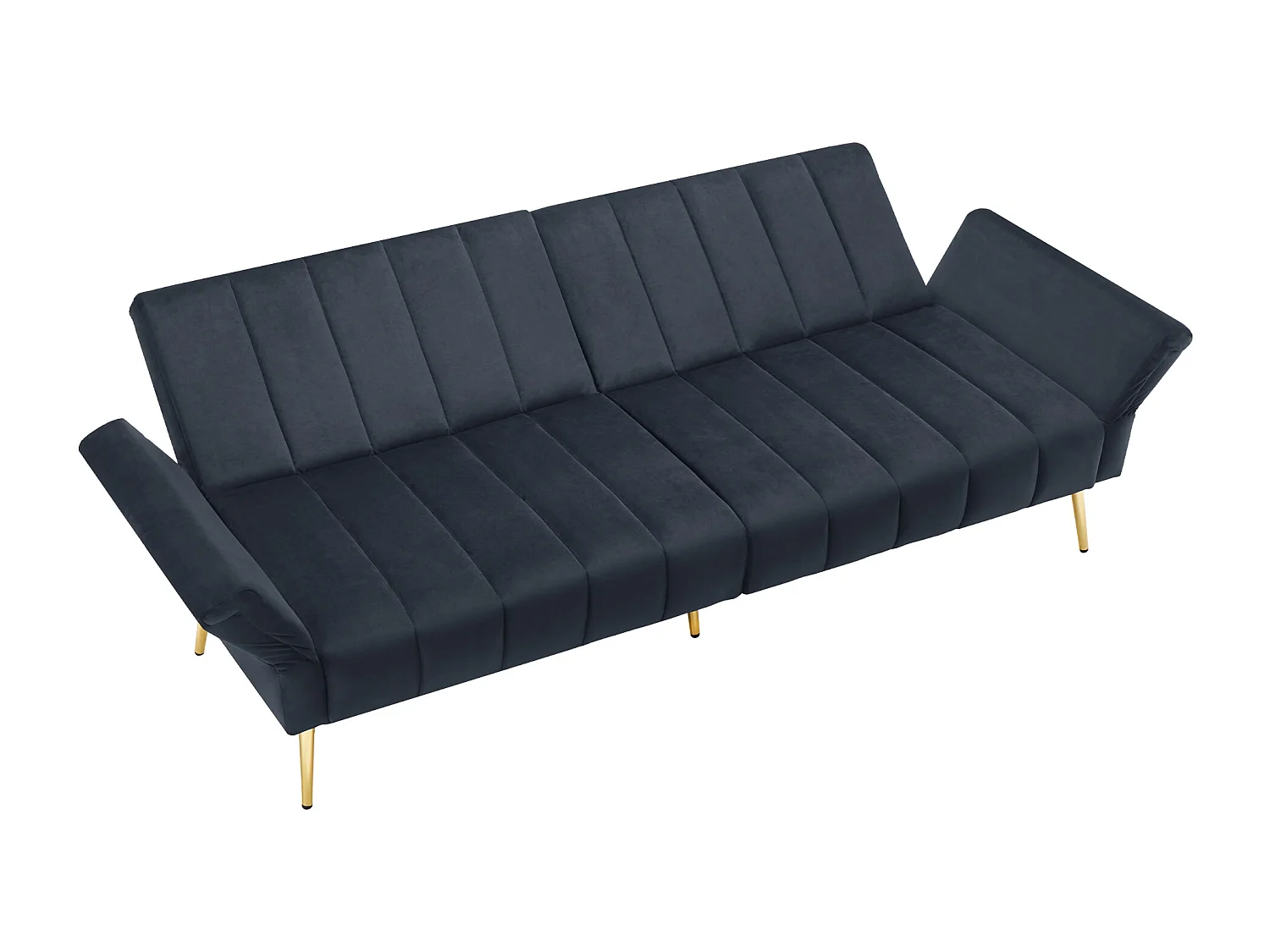 Canapé 2 places en velours noir, avec dossier et accoudoirs réglables – pour salon, chambre ou home cinéma