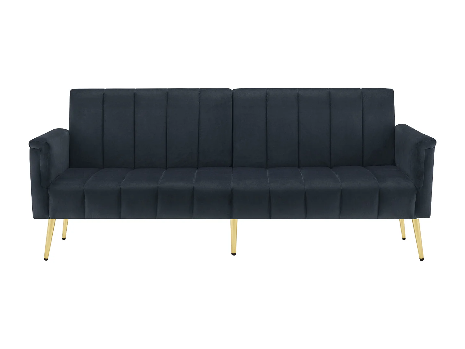 Canapé 2 places en velours noir, avec dossier et accoudoirs réglables – pour salon, chambre ou home cinéma