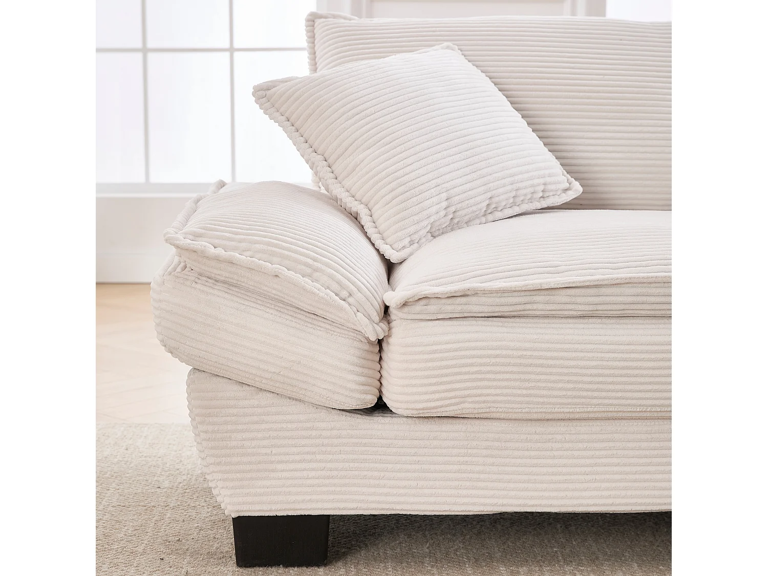 Canapé 2 places, velours, canapé beige avec appui-tête et dossier, adapté au salon et à la chambre