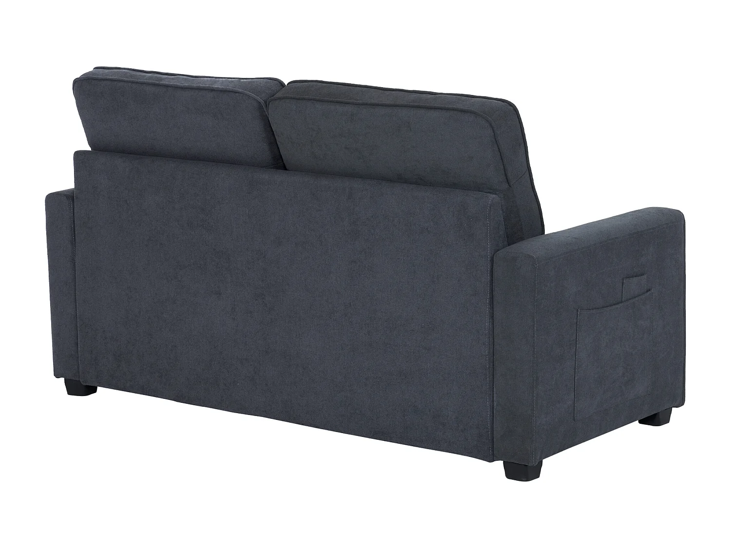Moderne 2-zits slaapbank met zijzakken, donkergrijs linnen, gestoffeerde omvormbare zitting