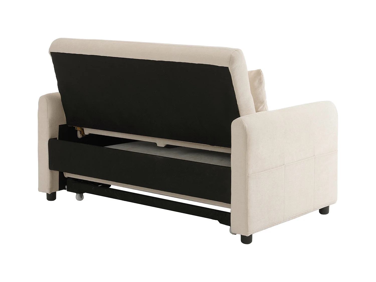 Beige chenille 2-zits opklapbare bank met USB-aansluiting en telefoonhouder - voor woonkamer en slaapkamer