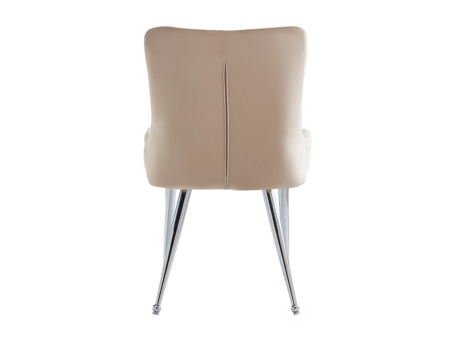 Set van 2 eetkamerstoelen, beige fluweel, stoel met gestoffeerde rugleuning, verstelbare zilveren poten