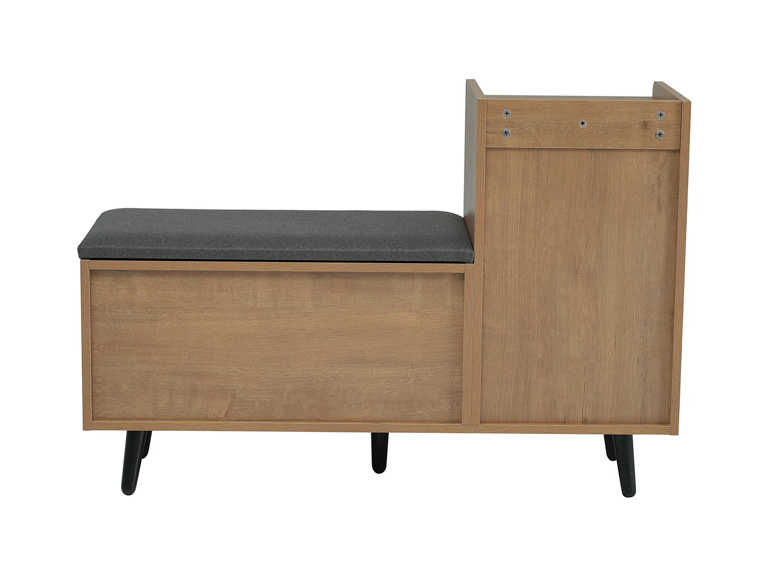 Ławka na buty, 100 cm, 3 drzwi, z wyściełanym siedziskiem, wielopoziomowe przechowywanie, asymetryczne uchwyty