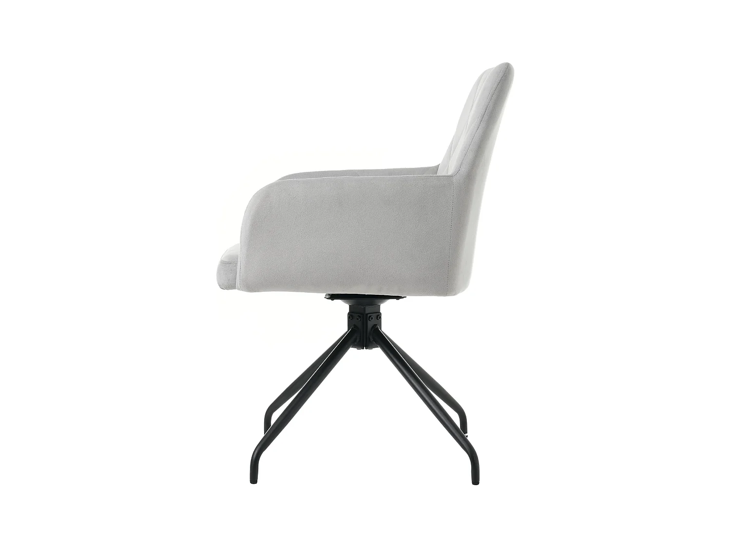 Zestaw 2 obrotowych krzeseł do jadalni, szary aksamit, krzesło z podłokietnikami i oparciem, nogi metalowe