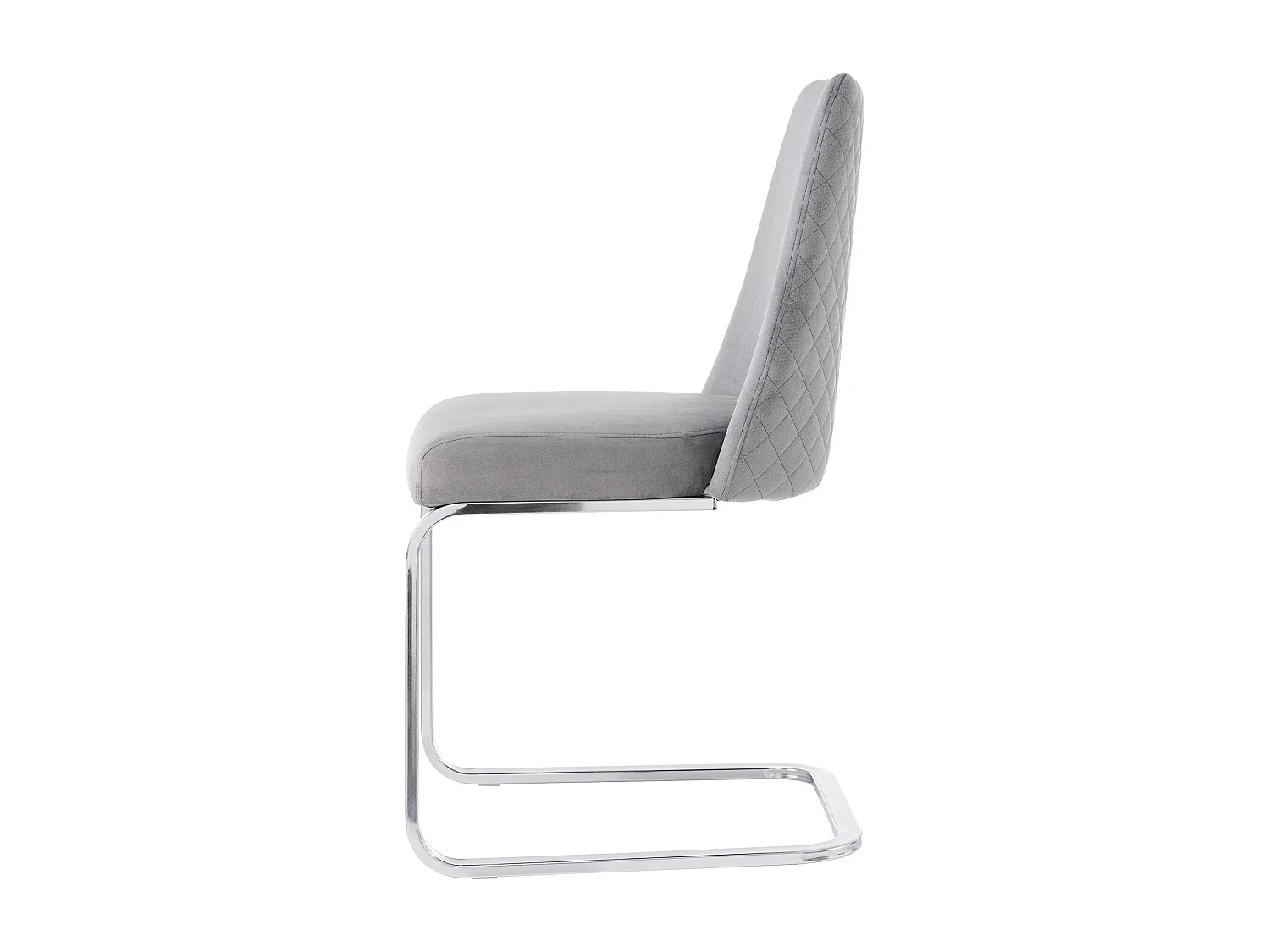 Lot de 2 chaises de salle à manger, velours gris, chaise avec dossier rembourré, pieds argentés