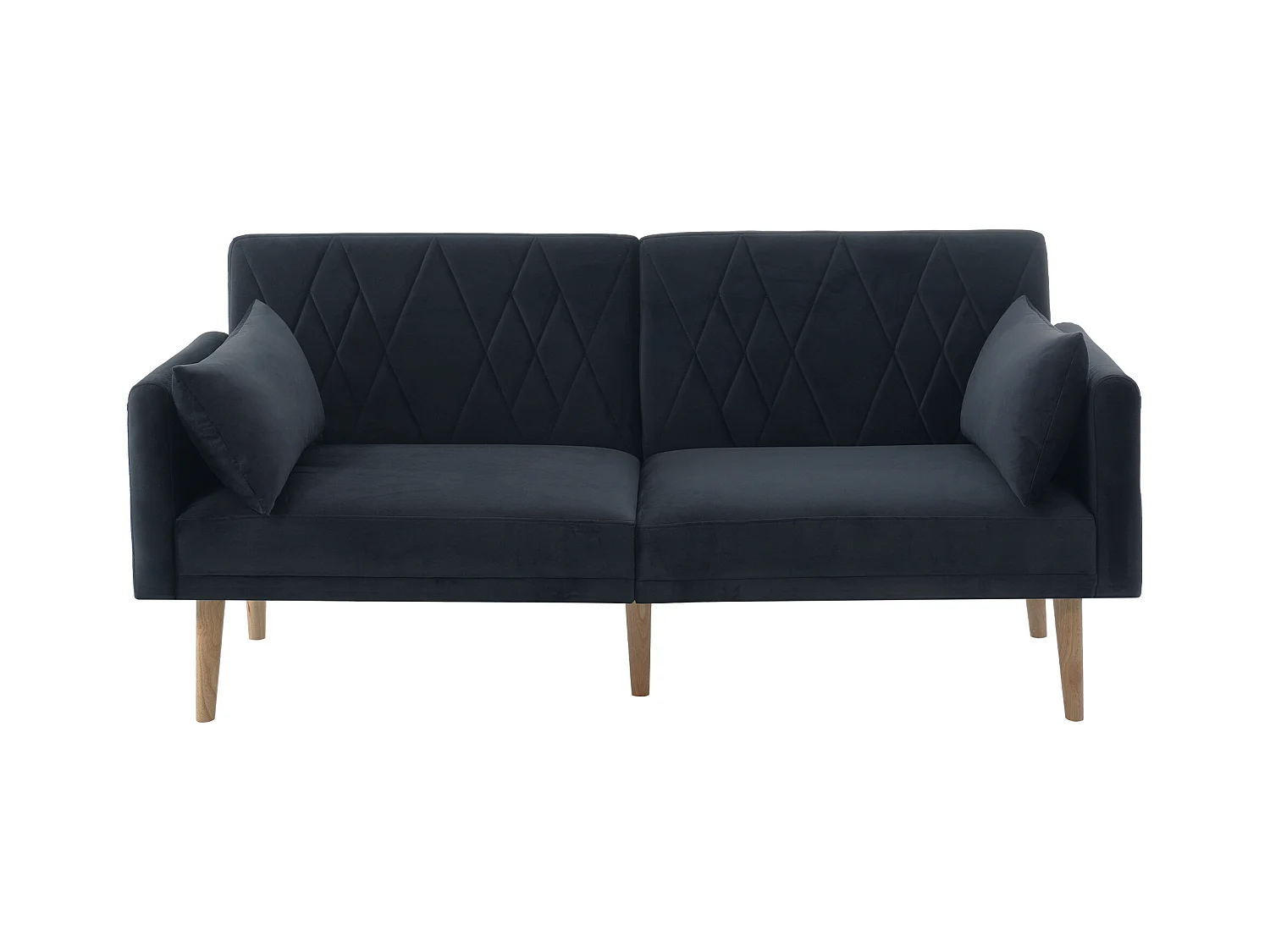 Canapé 2 places en velours noir, Dossier et accoudoirs réglables, design moderne, pour salon ou chambre