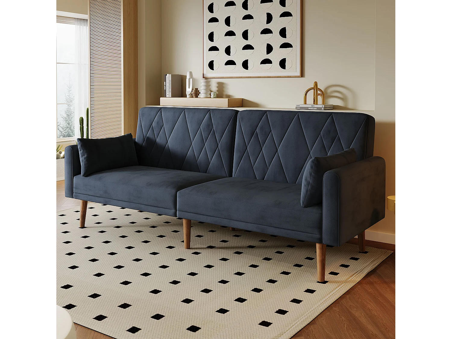 Sofá de 2 plazas de terciopelo negro, con respaldo y reposabrazos ajustables, de diseño moderno, para salón o dormitorio