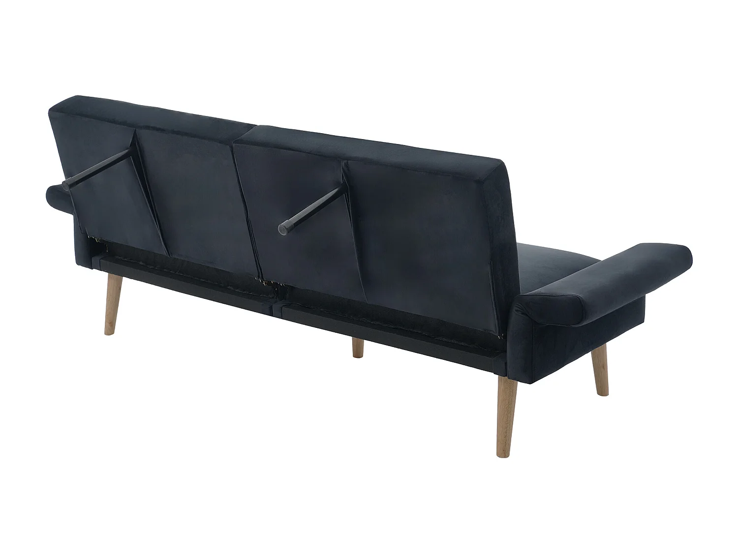 Sofá de 2 plazas de terciopelo negro, con respaldo y reposabrazos ajustables, de diseño moderno, para salón o dormitorio