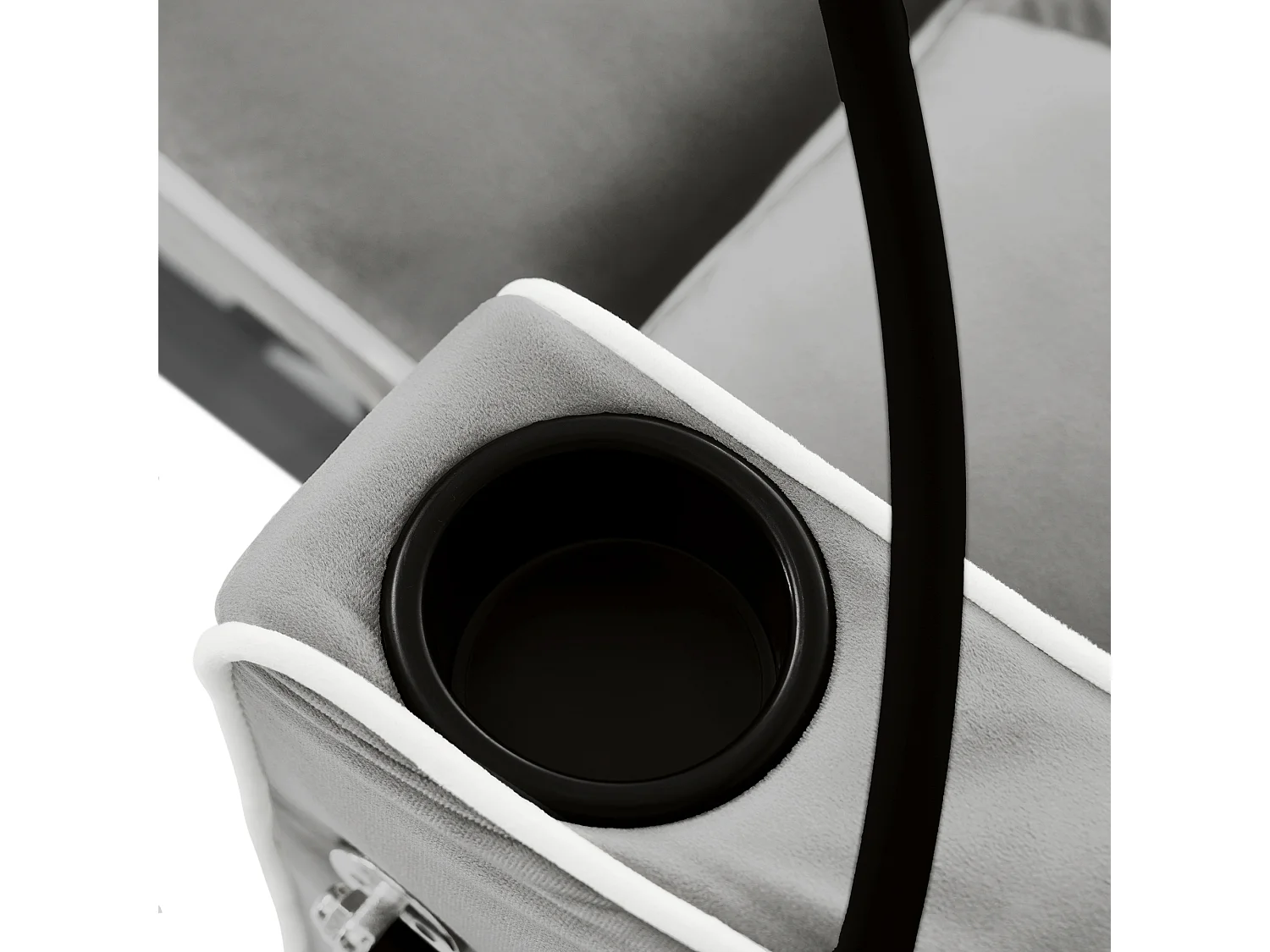 Canapé convertible, velours gris clair, Canapé simple avec support téléphone et porte-gobelet, pour salon et chambre