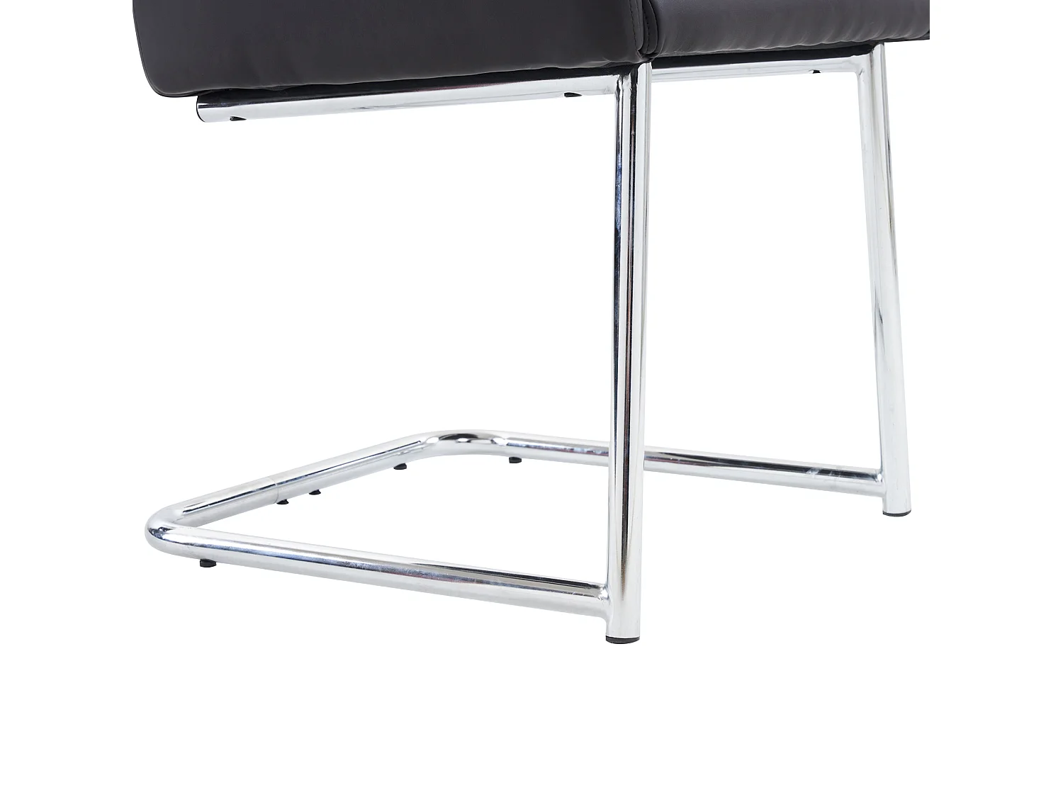 Set van 2 eetkamerstoelen, zwart imitatieleer, stoel met rugleuning en armleuningen, zilverkleurige metalen poten