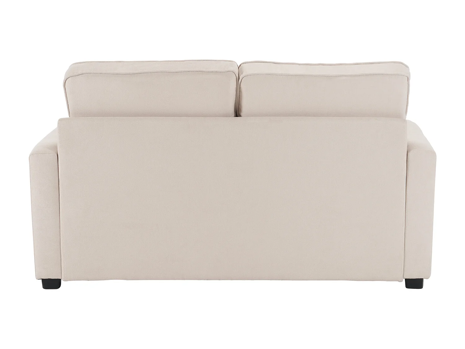 Moderne 2-zits slaapbank met zijzakken, beige linnen, gestoffeerde omvormbare zitting