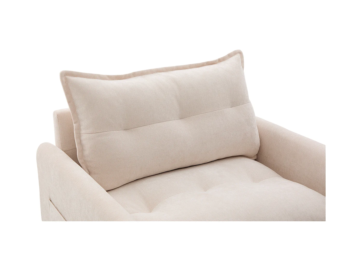 Canapé simple, chenille beige, Canapé pivotant avec accoudoirs et coussins, pour salon et chambre