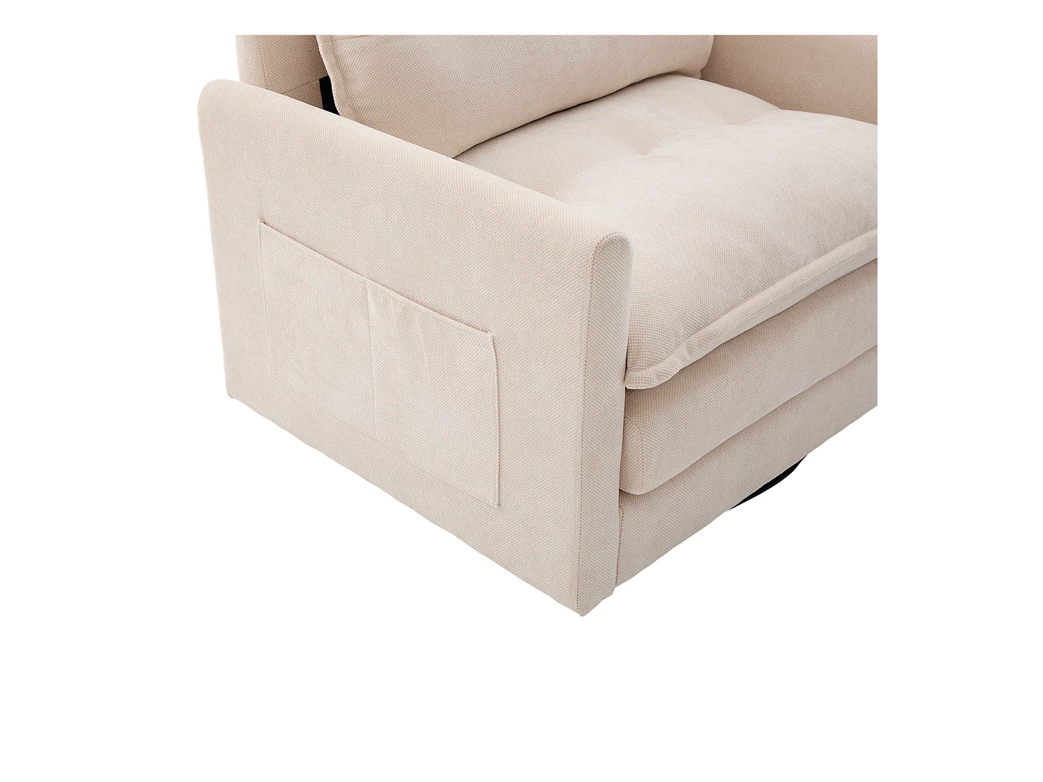 Canapé simple, chenille beige, Canapé pivotant avec accoudoirs et coussins, pour salon et chambre