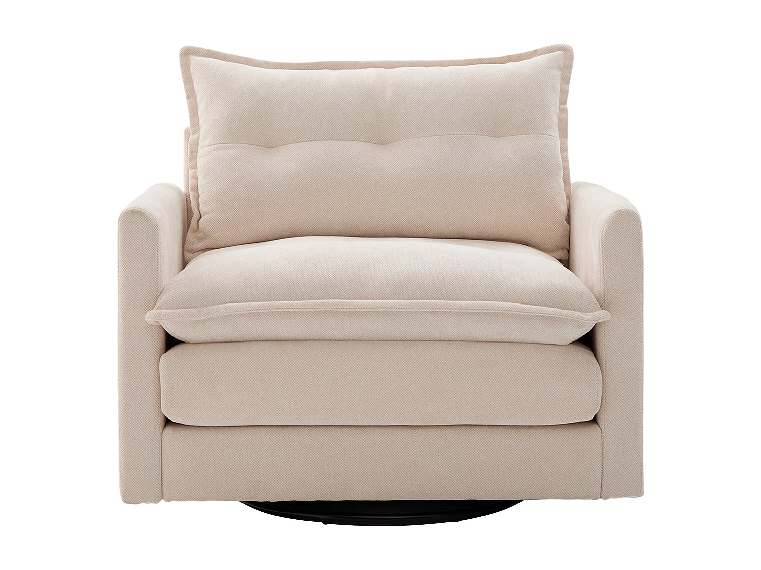 Einzelsofa, beigefarbenes Chenille, Drehsofa mit Armlehnen und Kissen, geeignet für Wohn- und Schlafzimmer