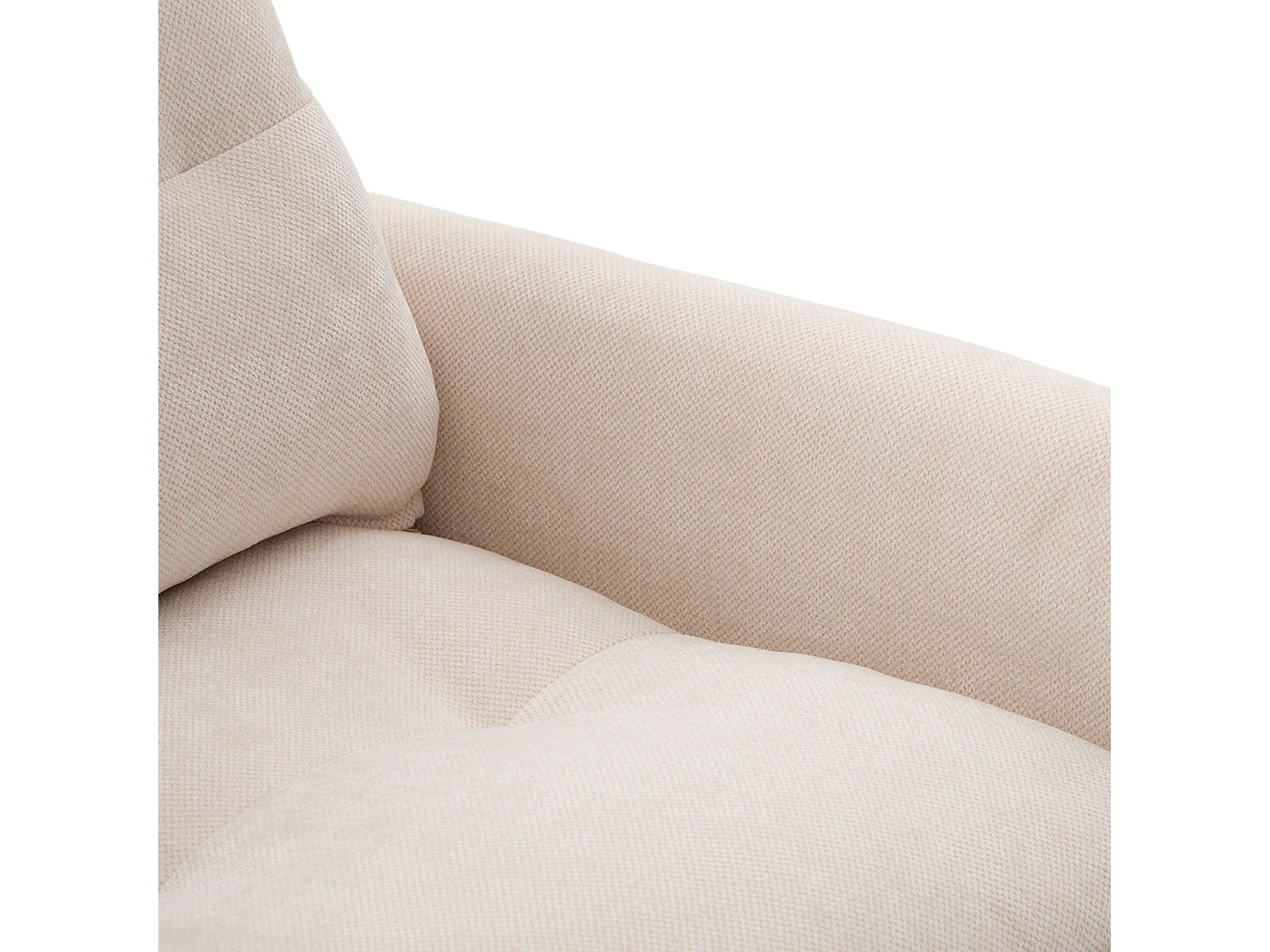 Einzelsofa, beigefarbenes Chenille, Drehsofa mit Armlehnen und Kissen, geeignet für Wohn- und Schlafzimmer