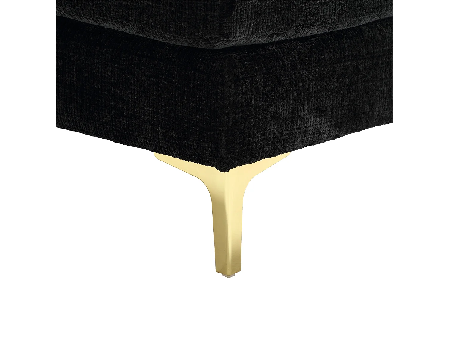 Canapé 4 places, chenille noir, Canapé rembourré avec coussins et 2 coussins décoratifs, pour salon et chambre