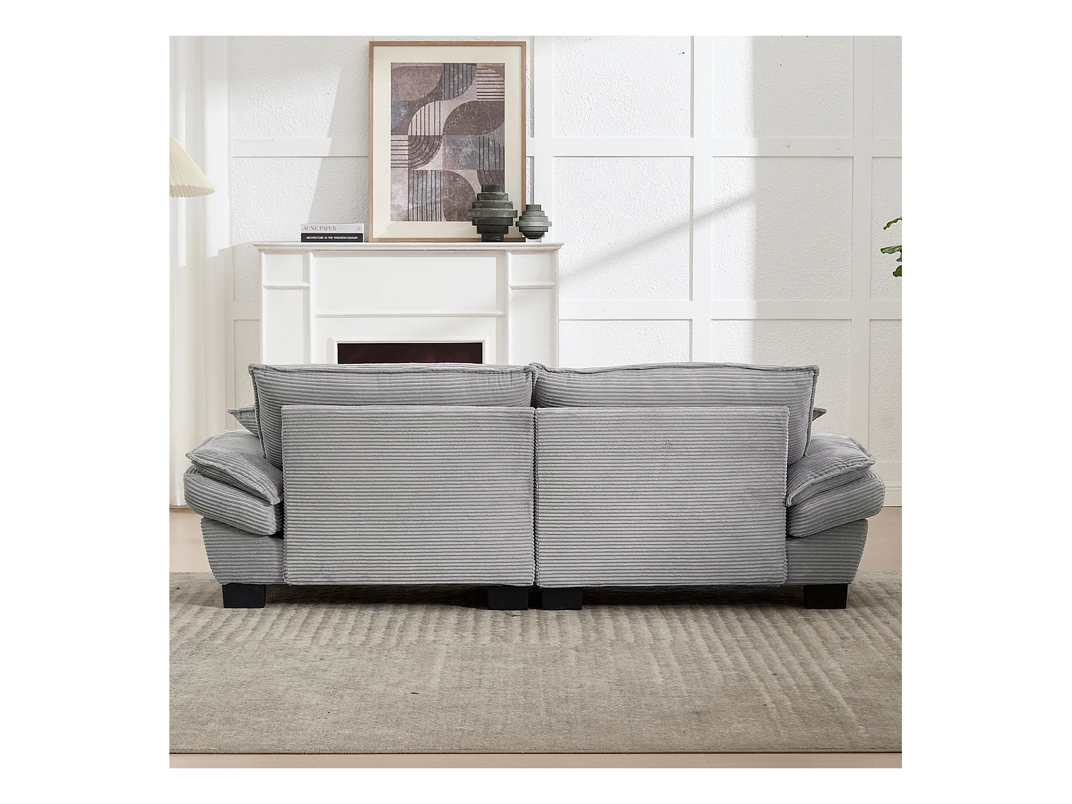 Canapé 2 places,  velours, canapé gris clair avec appui-tête et dossier, pour salon et chambre