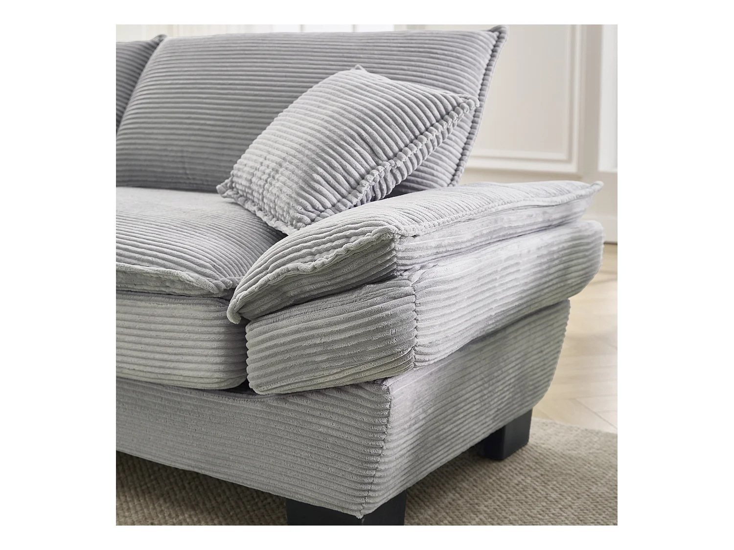 Canapé 2 places,  velours, canapé gris clair avec appui-tête et dossier, pour salon et chambre