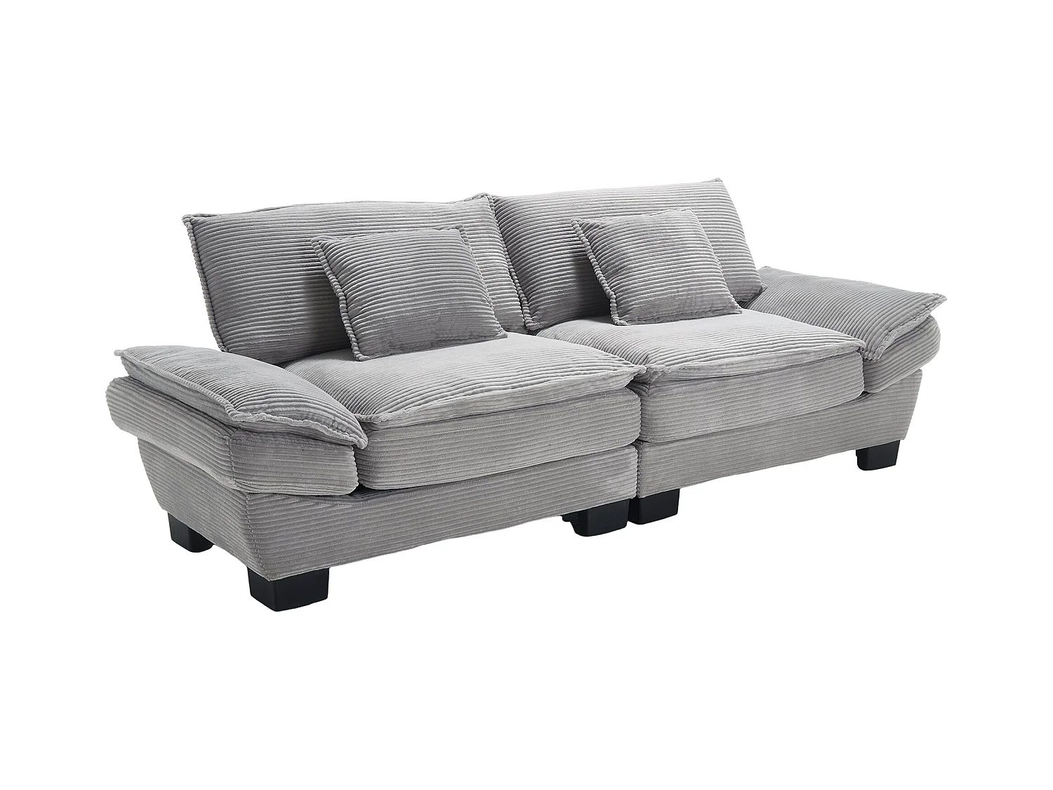 Canapé 2 places,  velours, canapé gris clair avec appui-tête et dossier, pour salon et chambre