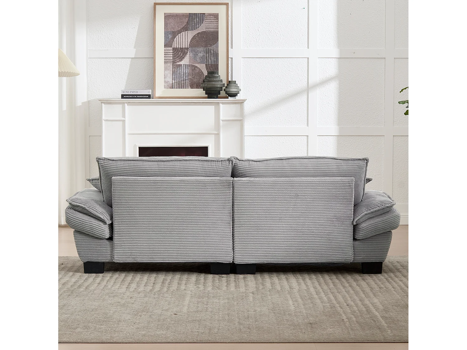 Canapé 2 places,  velours, canapé gris clair avec appui-tête et dossier, pour salon et chambre