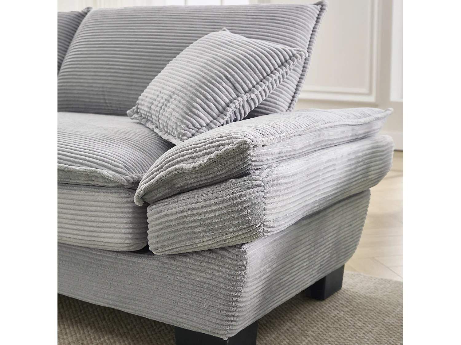 Canapé 2 places,  velours, canapé gris clair avec appui-tête et dossier, pour salon et chambre