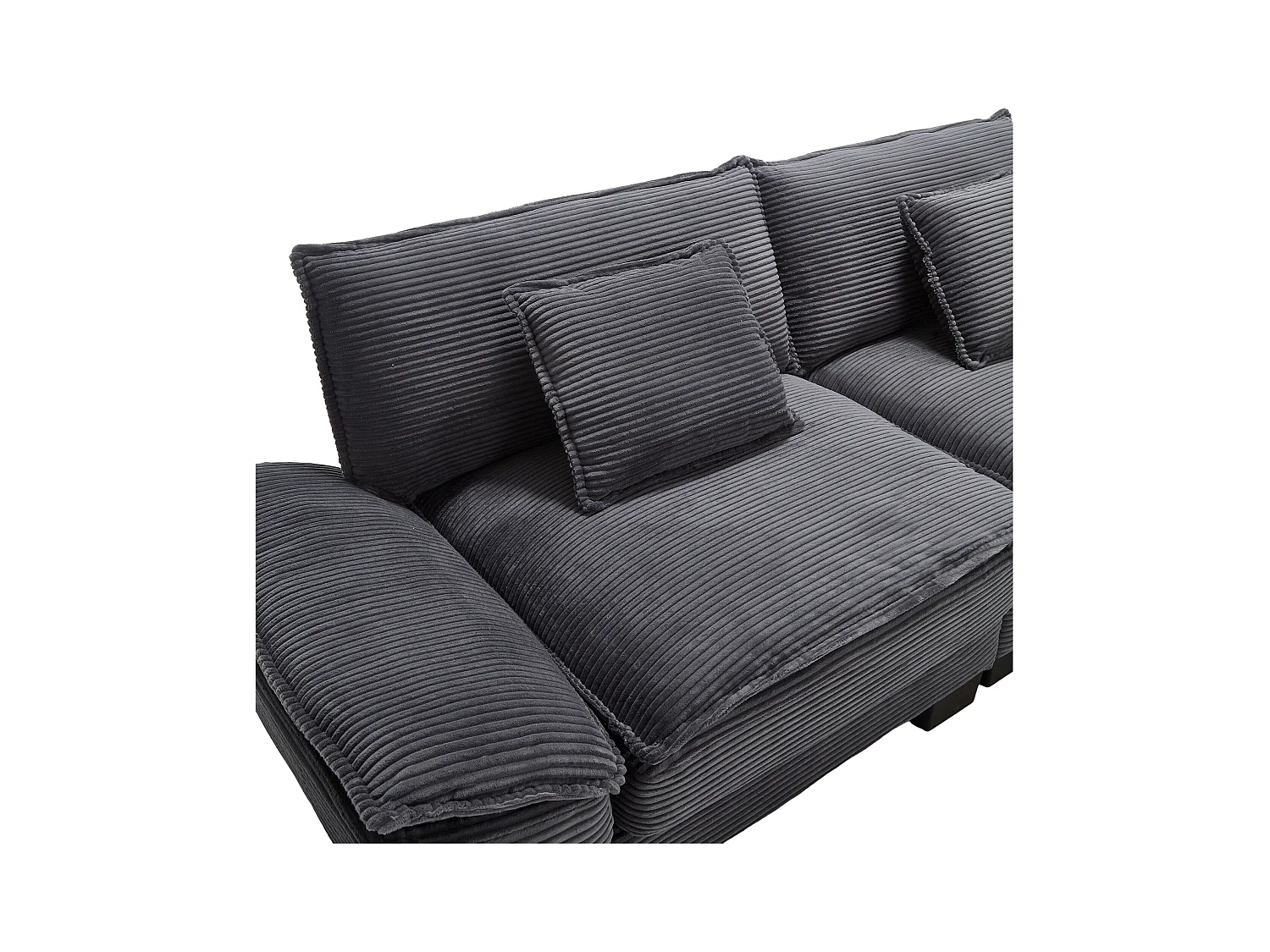 Canapé 2 places, velours, canapé gris foncé avec appui-tête et dossier, pour salon et chambre