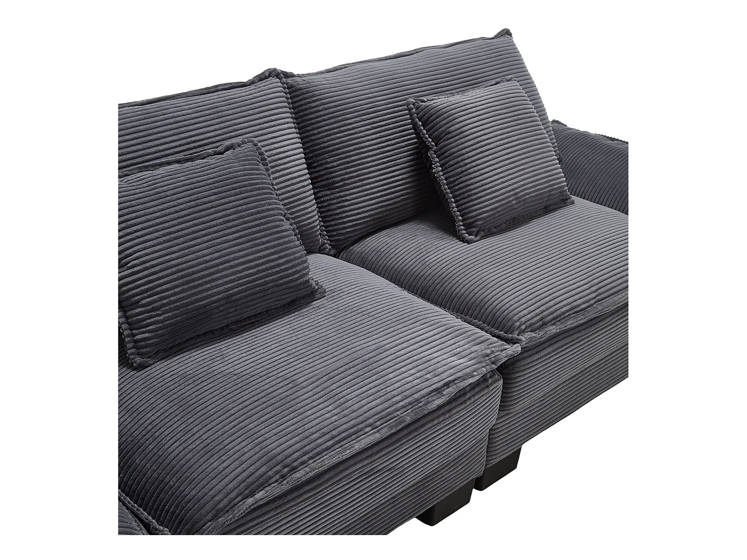 Canapé 2 places, velours, canapé gris foncé avec appui-tête et dossier, pour salon et chambre