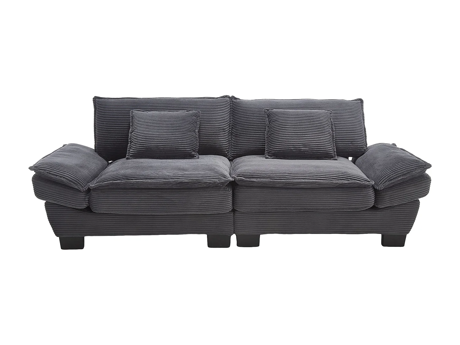 Canapé 2 places, velours, canapé gris foncé avec appui-tête et dossier, pour salon et chambre