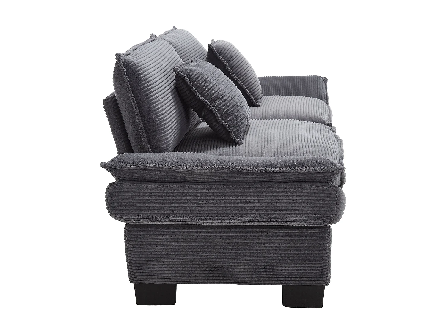 Canapé 2 places, velours, canapé gris foncé avec appui-tête et dossier, pour salon et chambre