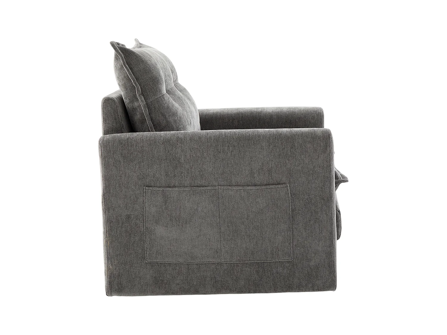 Canapé simple, chenille gris, Canapé pivotant avec accoudoirs et coussins, pour salon et chambre