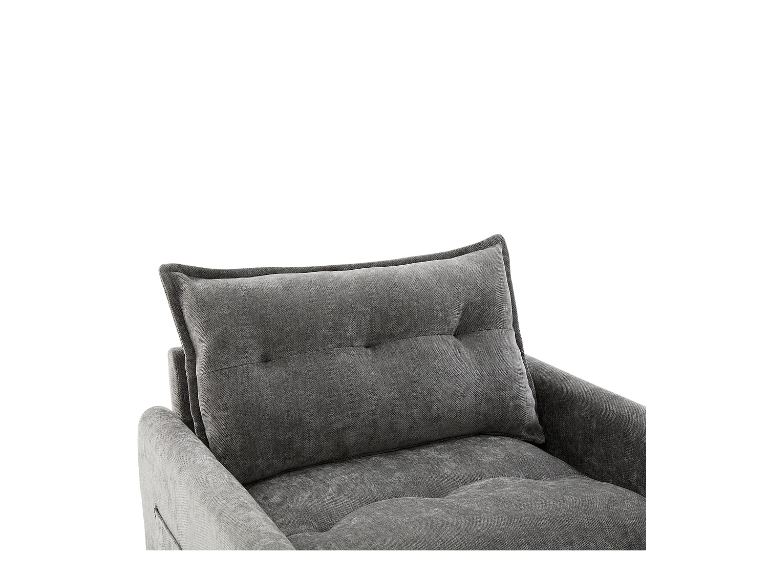 Canapé simple, chenille gris, Canapé pivotant avec accoudoirs et coussins, pour salon et chambre