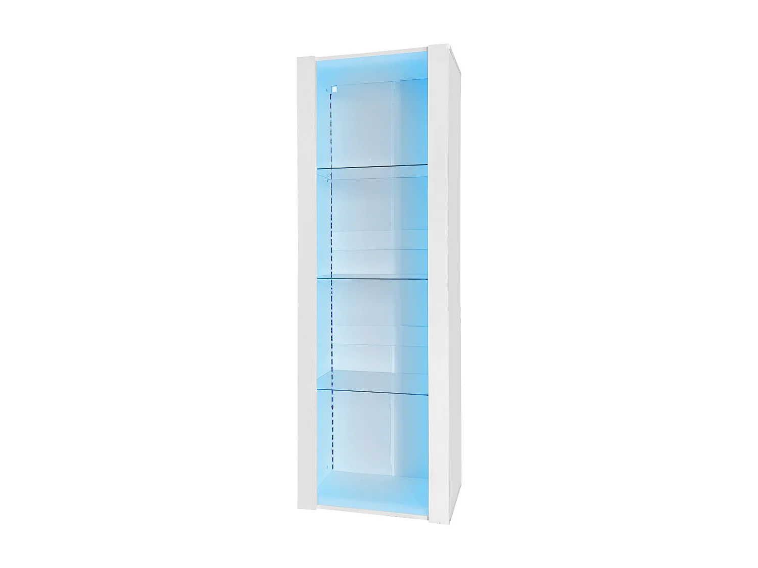 Vitrine blanche avec éclairage LED, 55x38x166 cm, 3 compartiments, pour salon et bureau