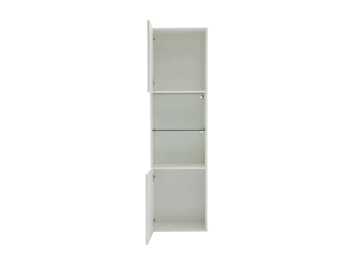 Vitrine blanche avec éclairage LED, 45x35x160 cm, 1 étagère et 2 portes, pour salons et bureaux
