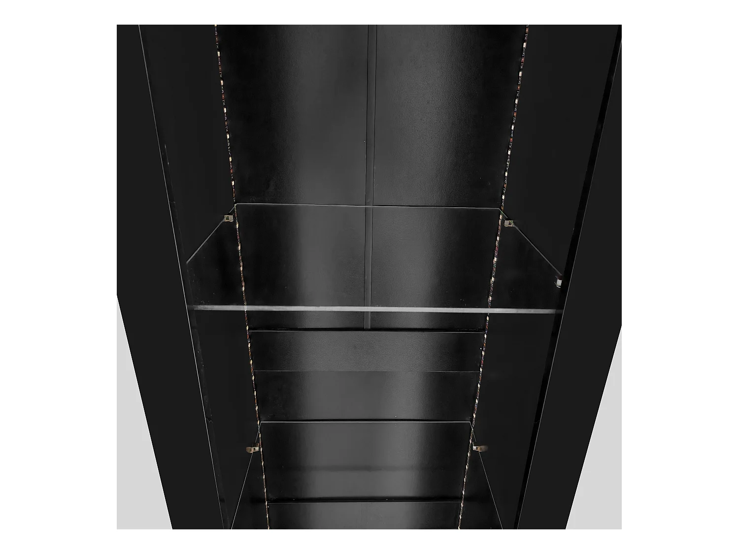 Czarna gablota z oświetleniem LED, 55x38x166 cm, 3 przegrody, do salonu i biura