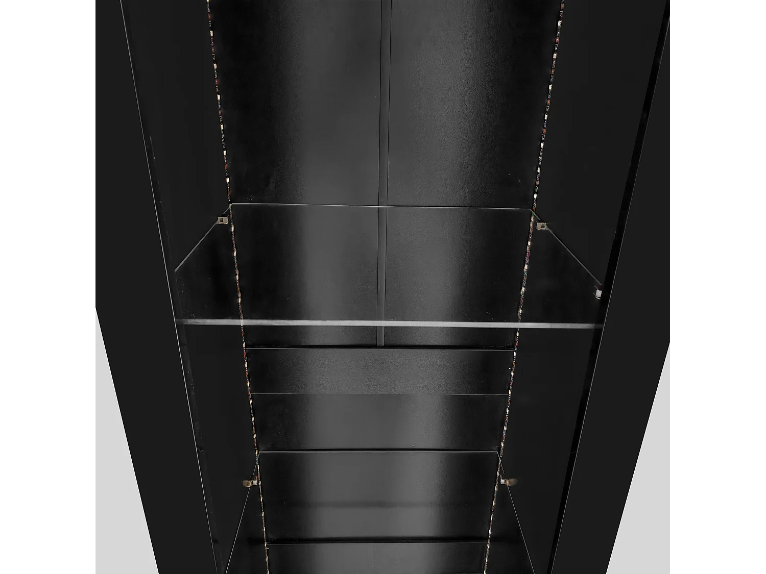 Vetrina nera con illuminazione a LED, 55x38x166 cm, 3 scomparti, per soggiorno e ufficio