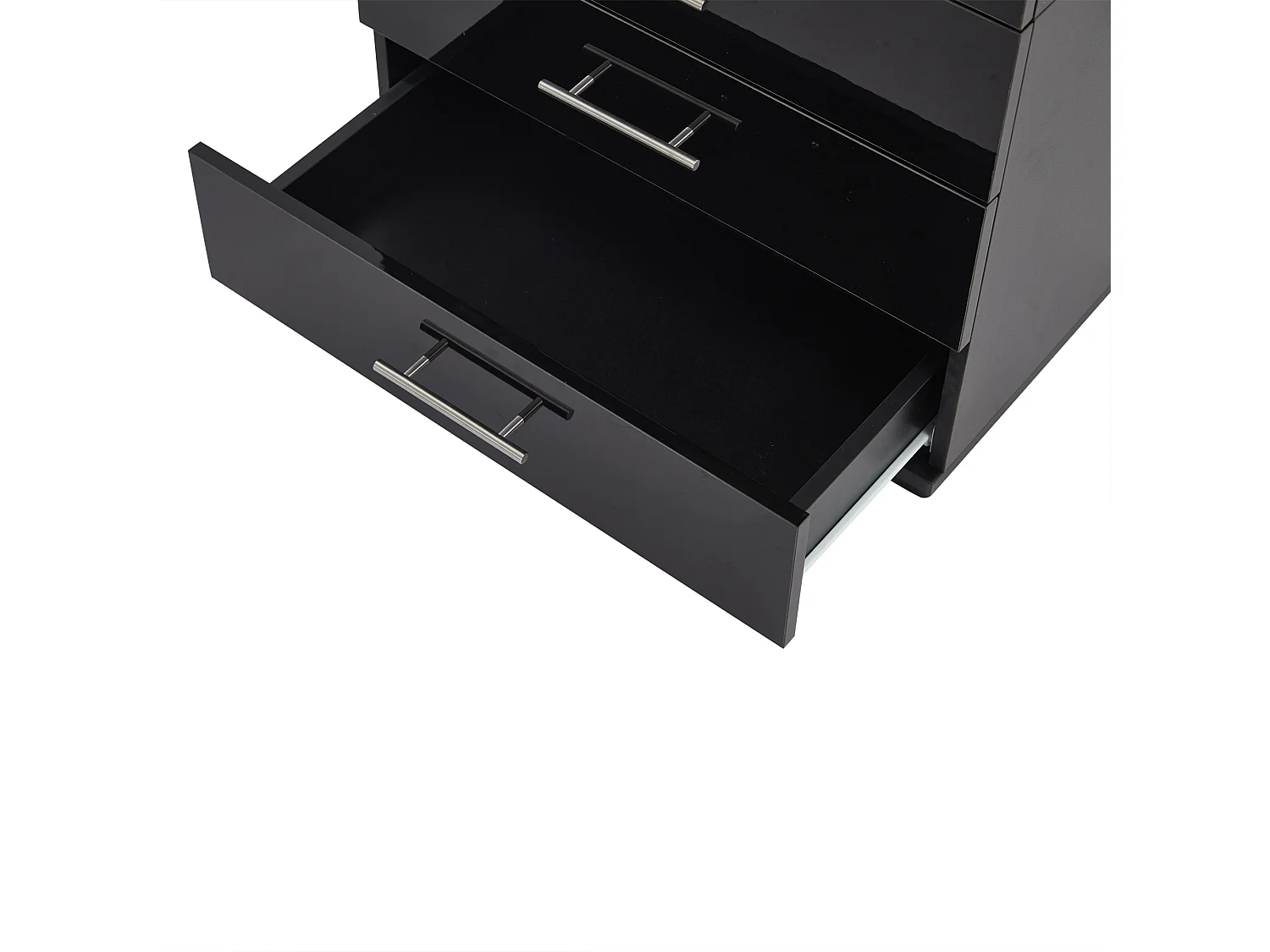 Vitrine noire avec éclairage LED, 60x35x180 cm, 3 tiroirs, style moderne, pour salon et bureau