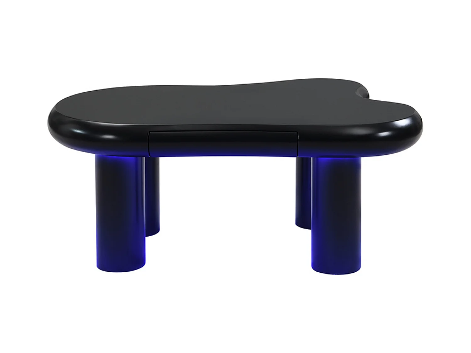 Tavolino da caffè in MDF a forma di nuvola, tavolino nero con 1 cassetto e illuminazione a LED, per soggiorno e balcone