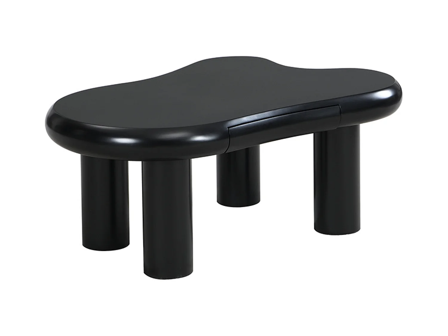 Table basse en MDF en forme de nuage, Table basse noire avec 1 tiroir et éclairage LED, pour salon et balcon