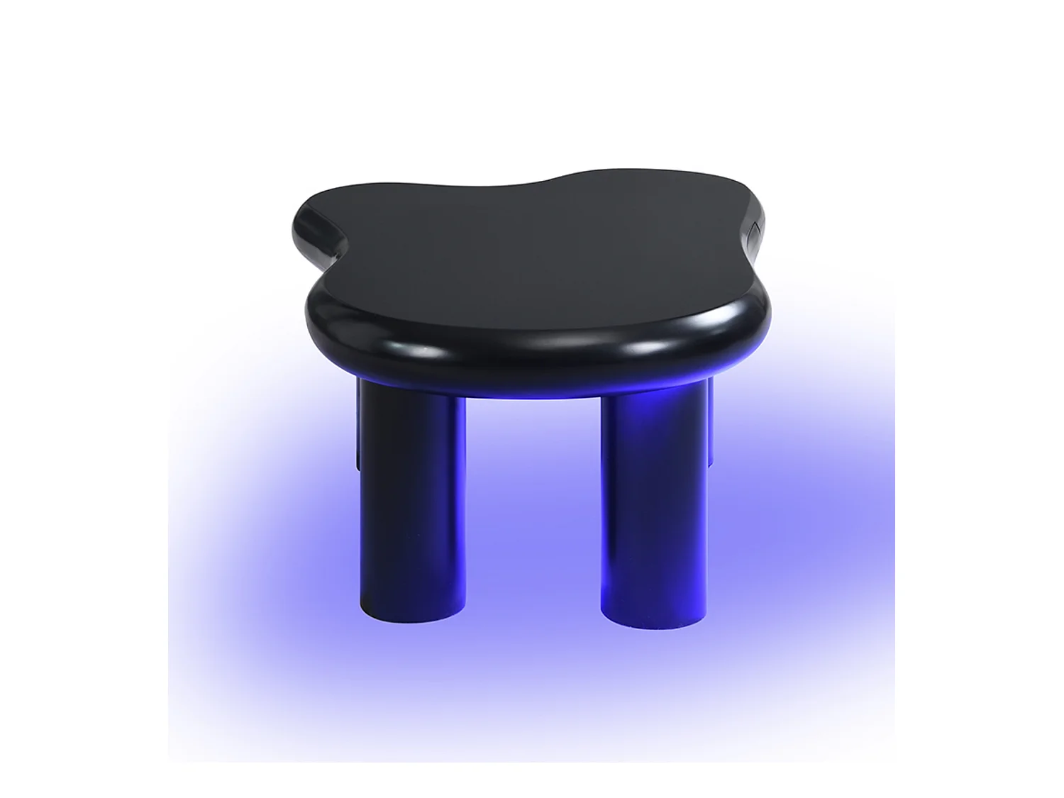 Table basse en MDF en forme de nuage, Table basse noire avec 1 tiroir et éclairage LED, pour salon et balcon