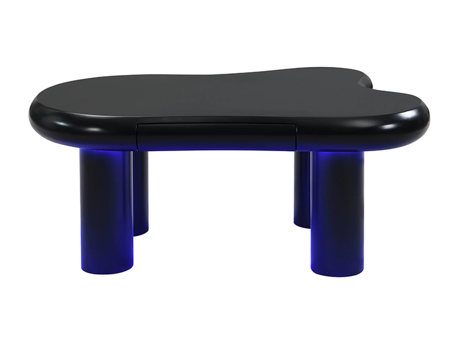 Table basse en MDF en forme de nuage, Table basse noire avec 1 tiroir et éclairage LED, pour salon et balcon