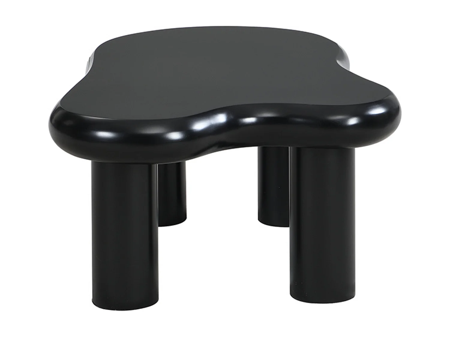 Table basse en MDF en forme de nuage, Table basse noire avec 1 tiroir et éclairage LED, pour salon et balcon