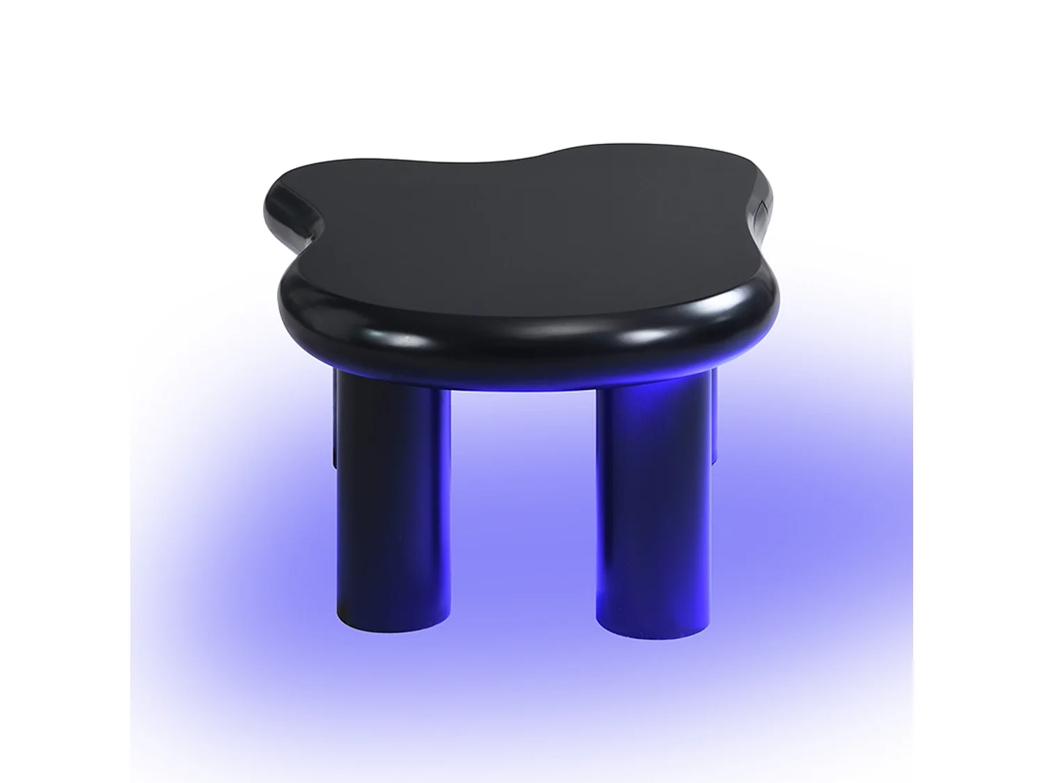 Table basse en MDF en forme de nuage, Table basse noire avec 1 tiroir et éclairage LED, pour salon et balcon