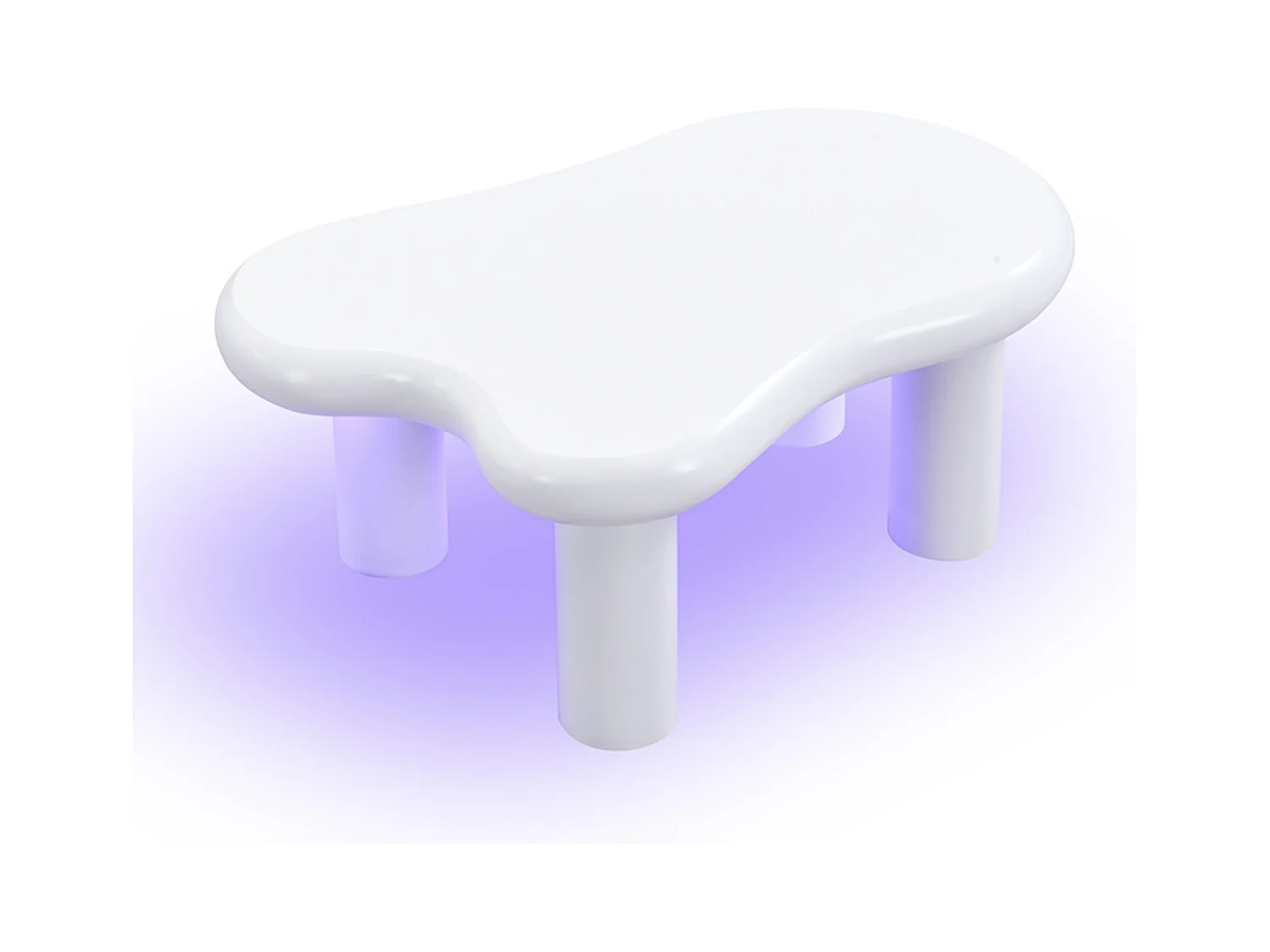 Wolkenförmiger Couchtisch aus MDF, weiß, mit 1 Schublade und LED-Beleuchtung, für Wohnzimmer und Balkon