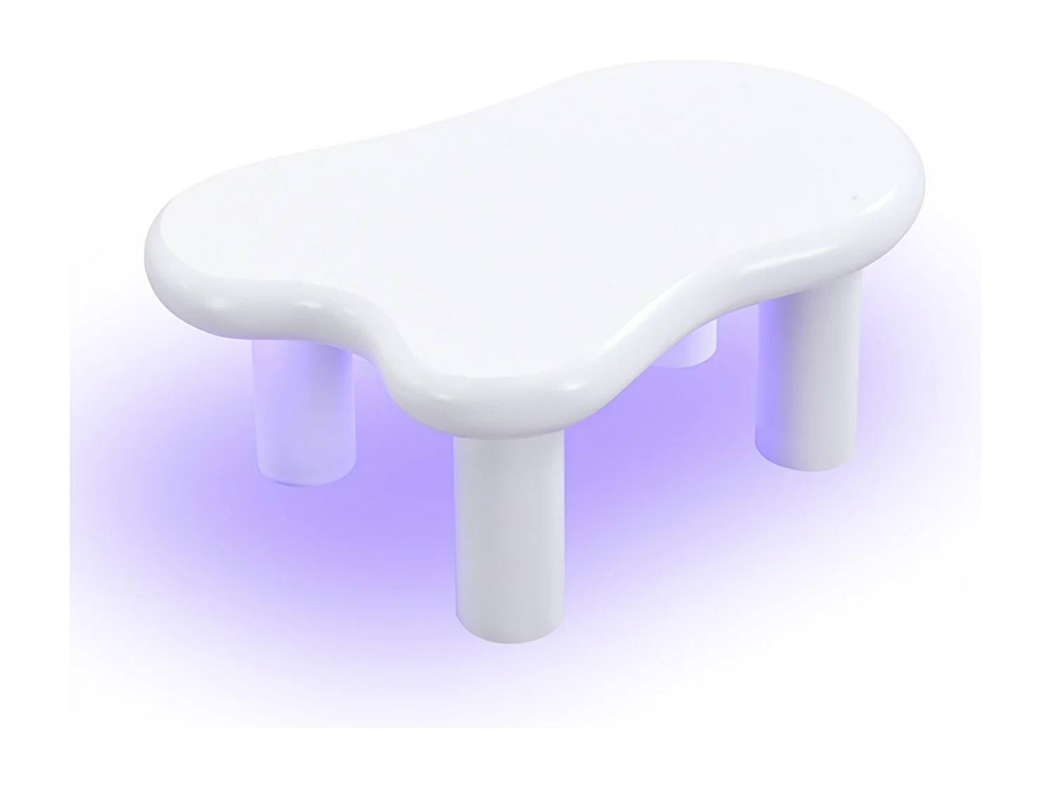 Wolkenförmiger Couchtisch aus MDF, weiß, mit 1 Schublade und LED-Beleuchtung, für Wohnzimmer und Balkon