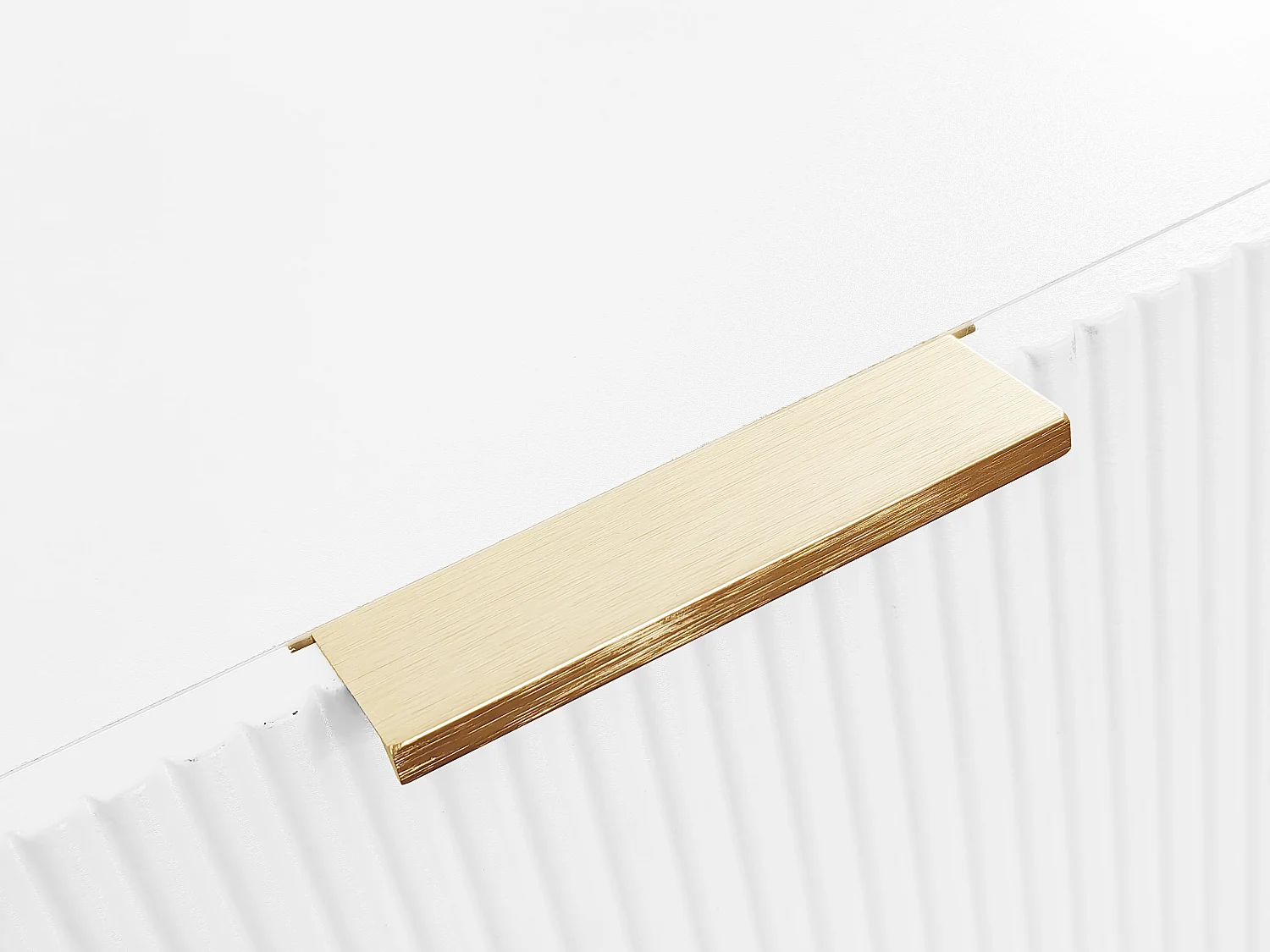 Buffet blanc, Buffet élégant avec 6 tiroirs de rangement, poignées dorées, pour salon et chambre