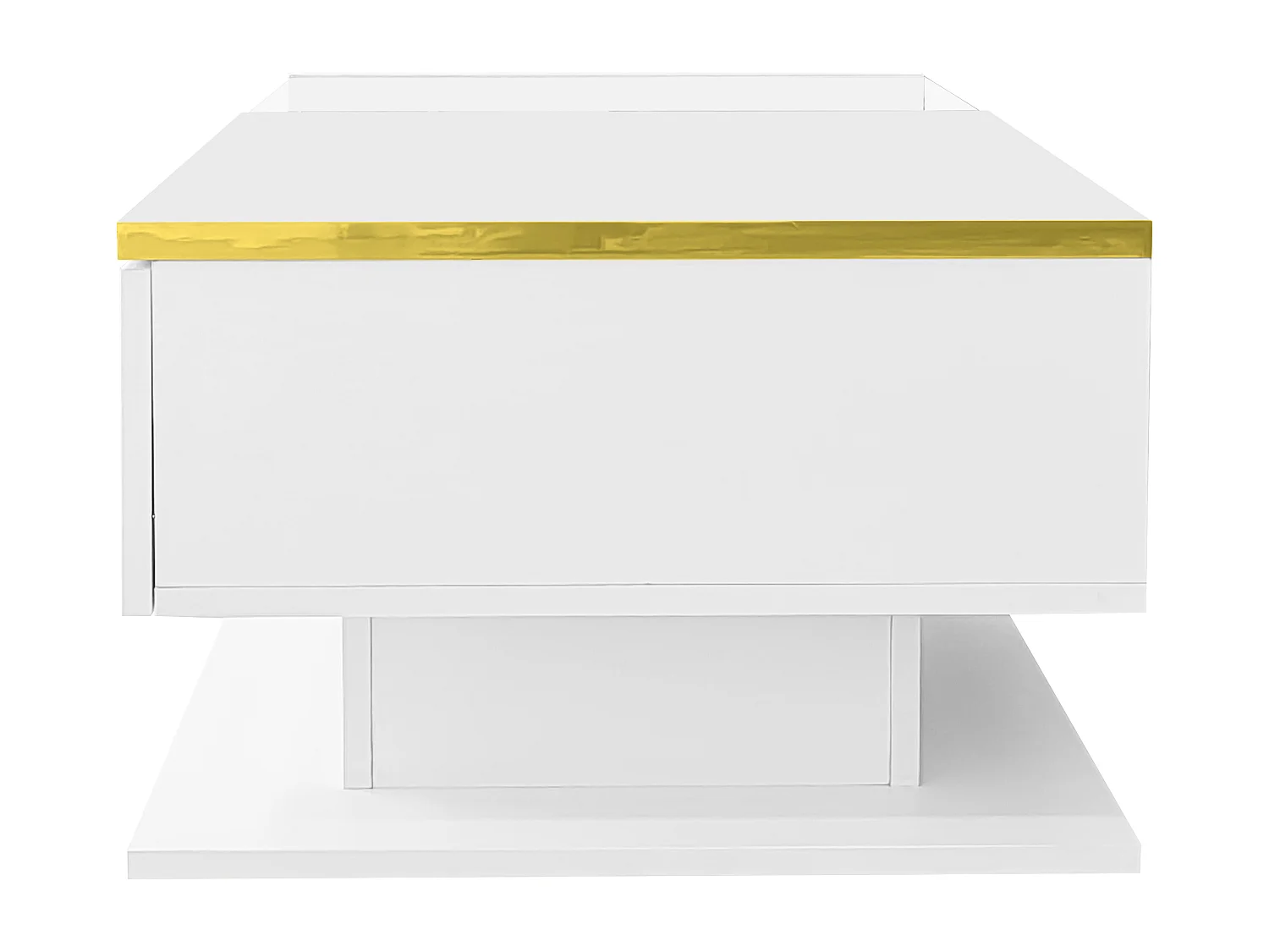 90 cm LED salontafel, witte salontafel met opbergvakken, modern design, 16-kleurige verlichting