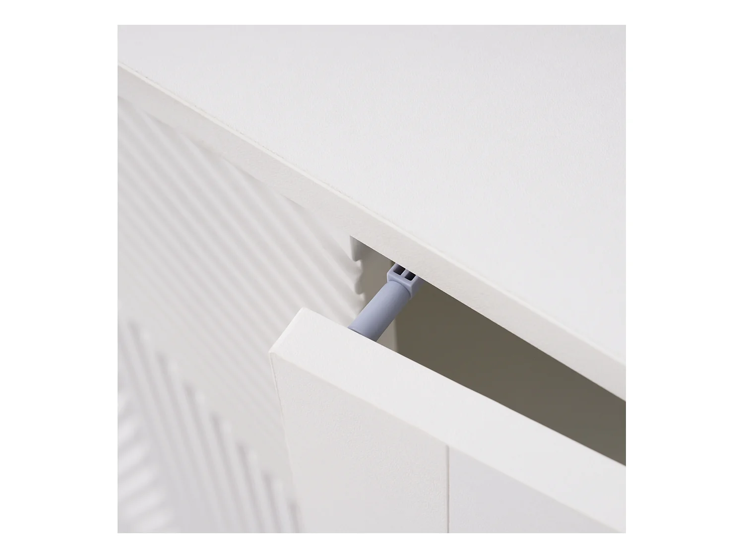 Buffet bas, Buffet blanc avec 3 tiroirs et 2 portes, pieds en métal, pour salon et salle à manger