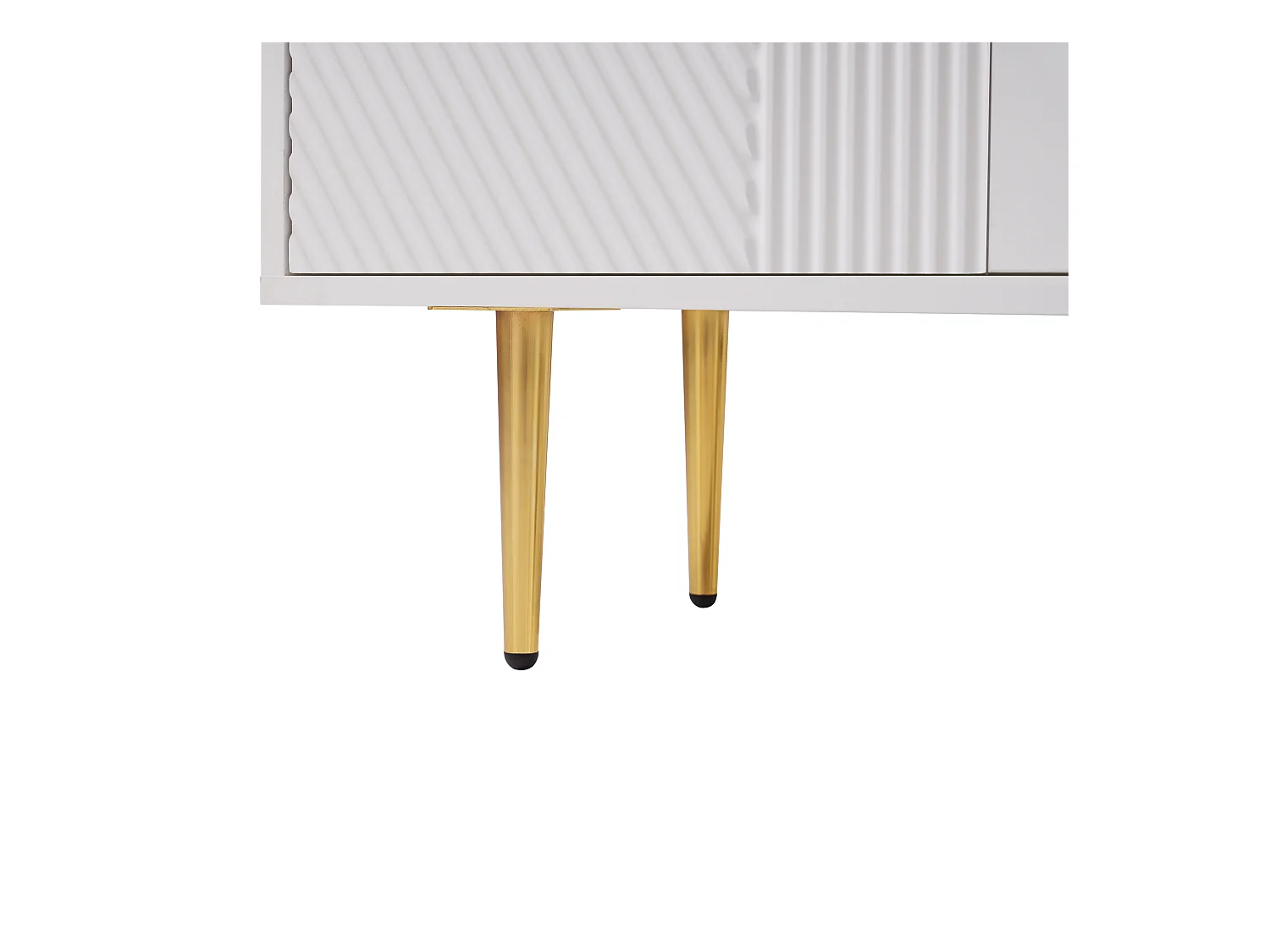 Buffet bas, Buffet blanc avec 3 tiroirs et 2 portes, pieds en métal, pour salon et salle à manger