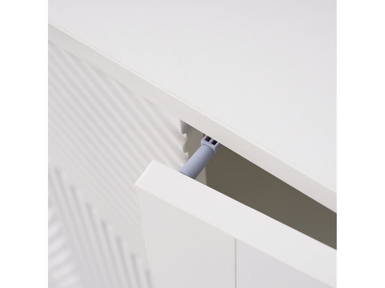 Buffet bas, Buffet blanc avec 3 tiroirs et 2 portes, pieds en métal, pour salon et salle à manger